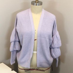Topshop Lavender Ruffles Sleeve Sweater Cardigan